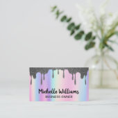 Rainbow Blend | Zilveren Glitter Drip Visitekaartje (Staand voorkant)
