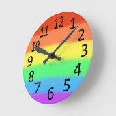 Rainbow Blends Black Numbers Wall Clocks Ronde Klok (Hoek)