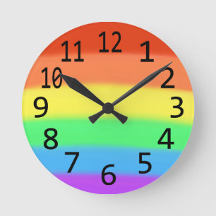 Rainbow Blends Black Numbers Wall Clocks Ronde Klok