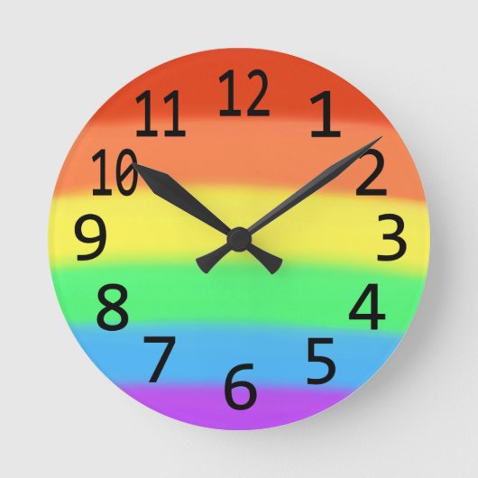 Rainbow Blends Black Numbers Wall Clocks Ronde Klok (Voorkant)