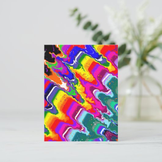 Rainbow Blip Abstracte digitale kunst Briefkaart (Staand voorkant)