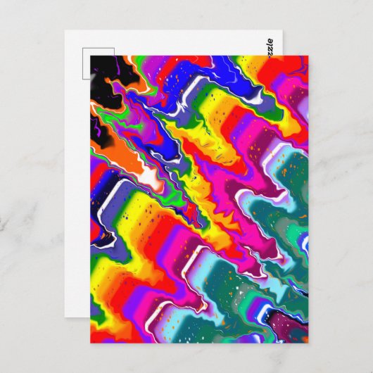 Rainbow Blip Abstracte digitale kunst Briefkaart (Voorkant / Achterkant)