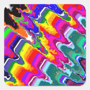 Rainbow Blip Abstracte digitale kunst Vierkante Sticker