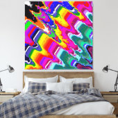 Rainbow Blip Color Burst Fluid Art Canvas Afdruk (Insitu (Slaapkamer))