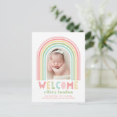 Rainbow Bliss Baby Birth Announcement Briefkaart (Staand voorkant)