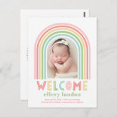 Rainbow Bliss Baby Birth Announcement Briefkaart (Voorkant / Achterkant)