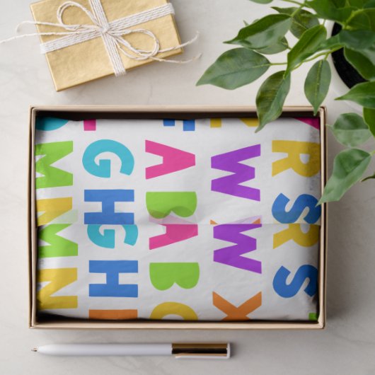 Rainbow Block Letter Alphabet Tissue Paper Tissuepapier (Geschenk)