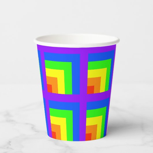 Rainbow Block Party Cups - set 3 Papieren Bekers (Achterkant)