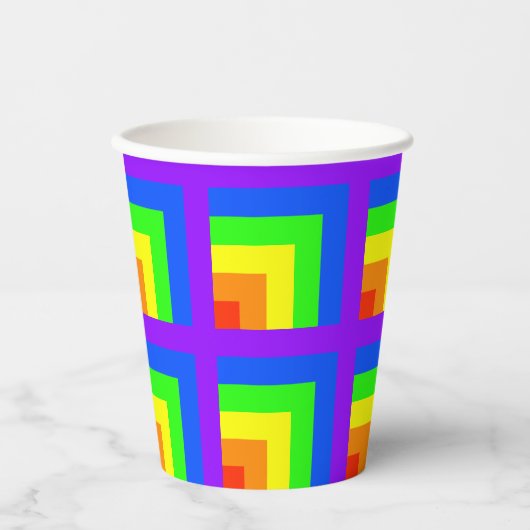Rainbow Block Party Cups - set 3 Papieren Bekers (Voorkant)