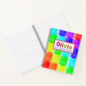 Rainbow Blocks Kindnaam 1ste kalligrafie Notitieboek (Binnen)