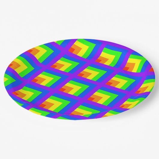 Rainbow Blocks Party Borden - set 3 Papieren Bordje (Gekanteld)