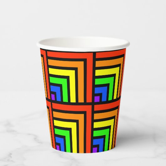 Rainbow Blocks Party Cups - set 1 Papieren Bekers (Achterkant)
