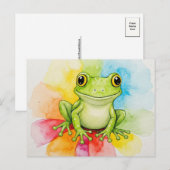 Rainbow Bloom Frog Briefkaart voor Postcrossing (Voorkant / Achterkant)