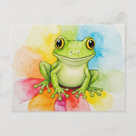 Rainbow Bloom Frog Briefkaart voor Postcrossing