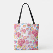 Rainbow Bloom Garden Vibrant Floral Fantasy Tote Bag (Achterkant)