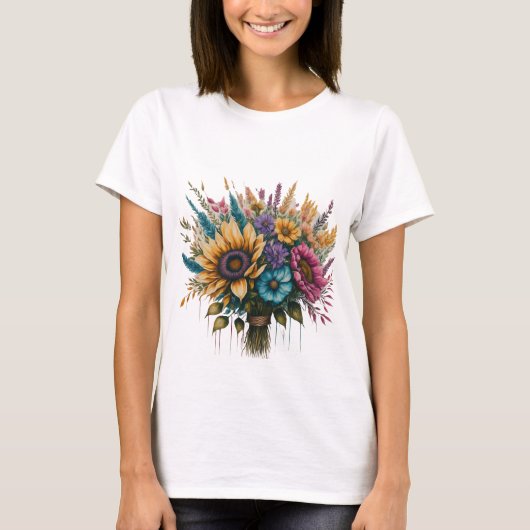 "Rainbow Blooms Bouquet" T-shirt (Voorkant)