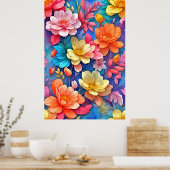 Rainbow Blossom: een moderne symfonie van kleuren Poster (Keuken)