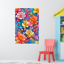 Rainbow Blossom: een moderne symfonie van kleuren Poster