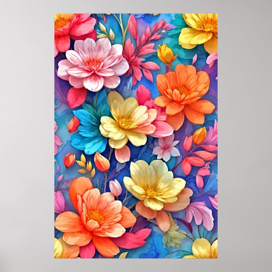 Rainbow Blossom: een moderne symfonie van kleuren Poster (Voorkant)