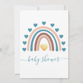 Rainbow Blue Boho-Baby shower Kaart (Achterkant)