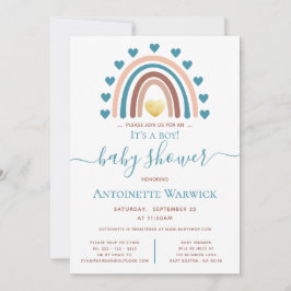 Rainbow Blue Boho-Baby shower Kaart