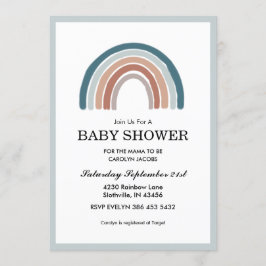 Rainbow Blue Boy Baby shower Kaart