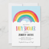 Rainbow Blue Boy Neutral Baby shower Invitation Kaart (Voorkant)