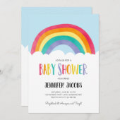 Rainbow Blue Boy Neutral Baby shower Invitation Kaart (Voorkant / Achterkant)