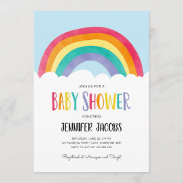 Rainbow Blue Boy Neutral Baby shower Invitation Kaart