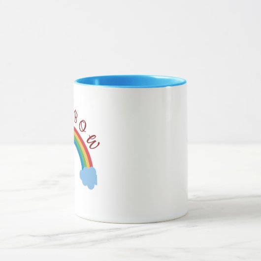 Rainbow, Blue Cloud Waterverf en aangepaste tekst Mok (Midden)