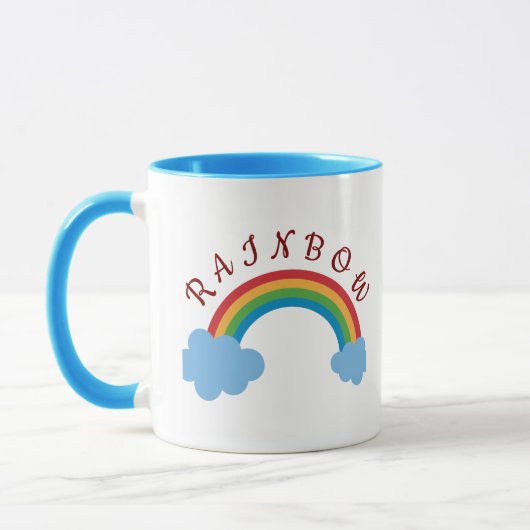 Rainbow, Blue Cloud Waterverf en aangepaste tekst Mok (Links)