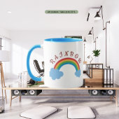 Rainbow, Blue Cloud Waterverf en aangepaste tekst Mok