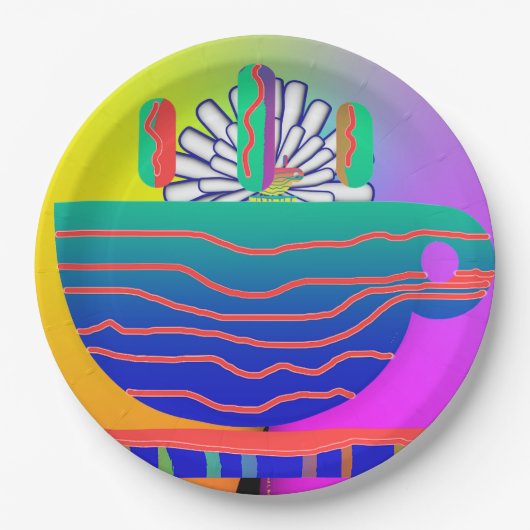 Rainbow Blue Cup Saucer Party Cocktail Papieren Bordje (Voorkant)