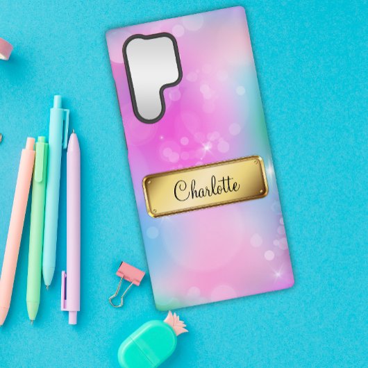 Rainbow Blue en Pink Bokeh Samsung Galaxy Hoesje