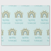 Rainbow Blue Gold Happy Birthday Iemand Special Cadeaupapier (Vlak)