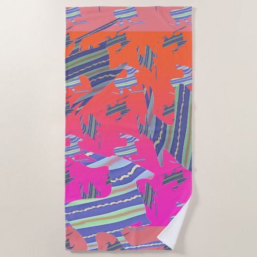 Rainbow Blue Kangaroo Beach Handdoek (Voorkant)