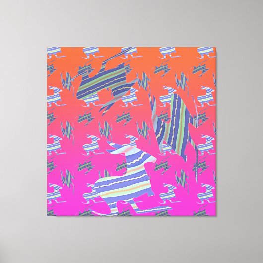 Rainbow Blue Kangaroo Stretched Canvas Print (Voorkant)