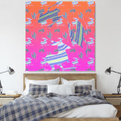 Rainbow Blue Kangaroo Stretched Canvas Print (Insitu (Slaapkamer))
