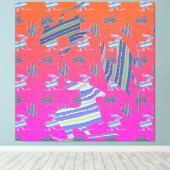 Rainbow Blue Kangaroo Stretched Canvas Print (Insitu (Houten vloer))