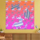 Rainbow Blue Kangaroo Stretched Canvas Print (Insitu (Woonkamer))