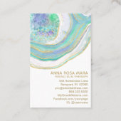 *~* Rainbow Blue Mint Gold Glitter Pastel Agate Visitekaartje (Achterkant)