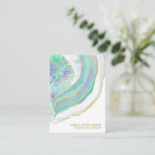 *~* Rainbow Blue    MintAgate Gold Glitter Pastel Visitekaartje (Staand voorkant)