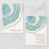 *~* Rainbow Blue    MintAgate Gold Glitter Pastel Visitekaartje (Voorkant / Achterkant)