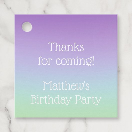 Rainbow Blue Paars Boy Birthday Party Bedankjes Labels (Voorkant)