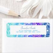 Rainbow Blue Stripes Bloemen Verjaardag Adres Etiket (Insitu)