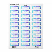 Rainbow Blue Stripes Bloemen Verjaardag Adres Etiket (Full Sheet)