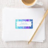 Rainbow Blue Stripes Bloemen Verjaardag Adres Etiket (Insitu)