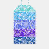 Rainbow Blue Stripes Floral Verjaardag Dank u Cadeaulabel (Achterkant)