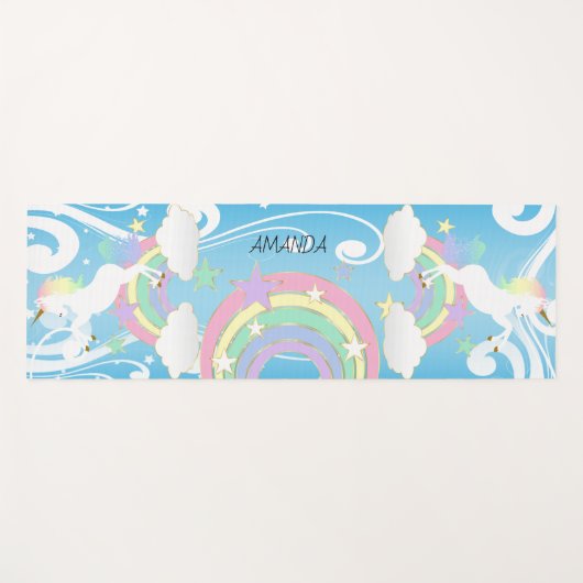 Rainbow Blue Unicorn Yoga Mat (Voorkant (horizontaal))