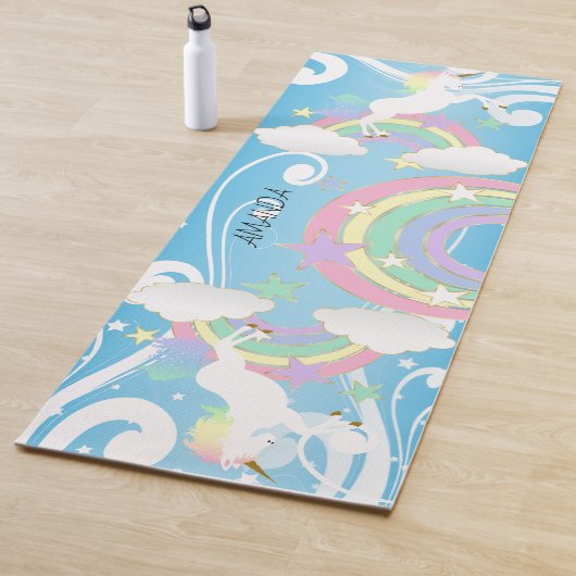 Rainbow Blue Unicorn Yoga Mat (In situ)